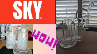 Sky Glass Piece IN ACTION!!!! Breaking in my NEW Binary Bubbler.....WOW!!!! Premium USA Glass Bongs!