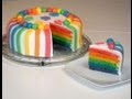 Rainbow Cake/Rainbowcake/Regenbogenkuchen (mit weißer Schokoladen-Ganache und Rollfondant)