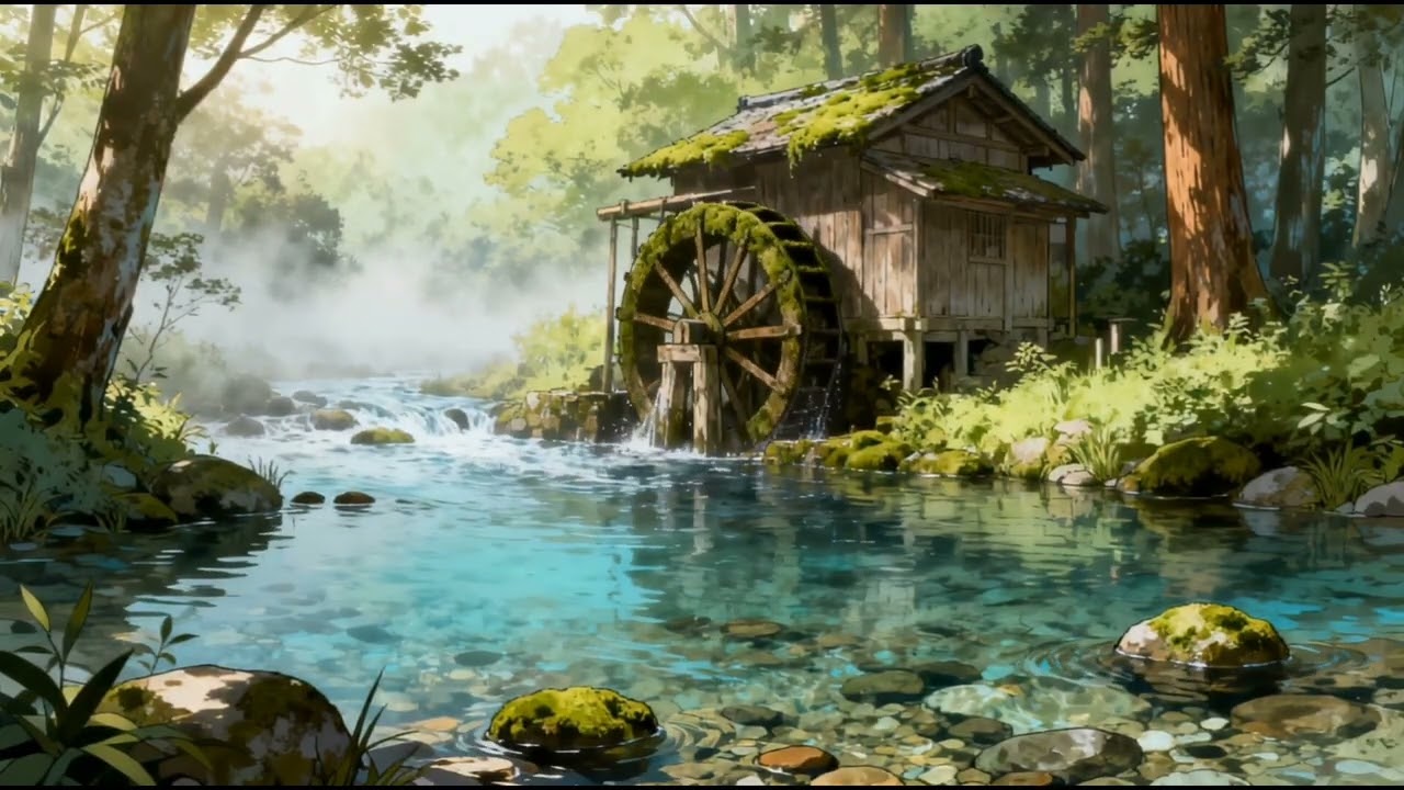 Quiet Forest Stream & Waterwheel 🌿 10-Minute Nature Sound Meditation 静かな森の清流と水車｜10分間の自然音瞑想