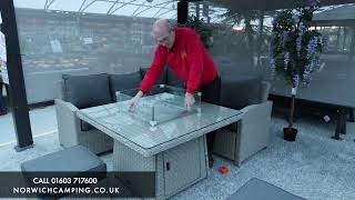 Nova Ciara Compact Corner with Firepit Table White Wash