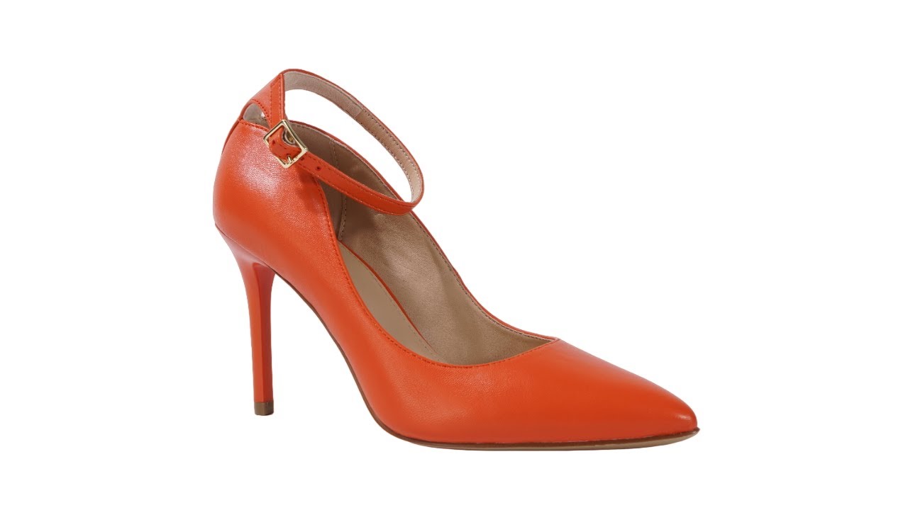 Orange High Heel Ankle Strap Pumps For Women---Mescot Shoe Factory ...