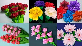 Best 6 Beautiful Paper Flower Making | Home Decor Ideas | DIY Paper Crafts | Paper Flowers