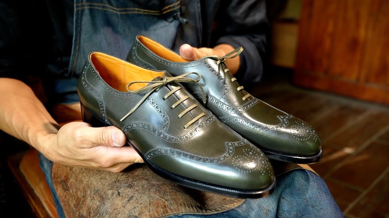 【自分の靴は自分で作る】オリーブ色のフルブローグが完成しました