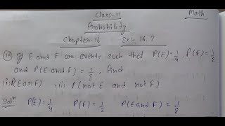 Class 11 || Chapter Probability Ex:-16.3 || Question no.15 Answer.