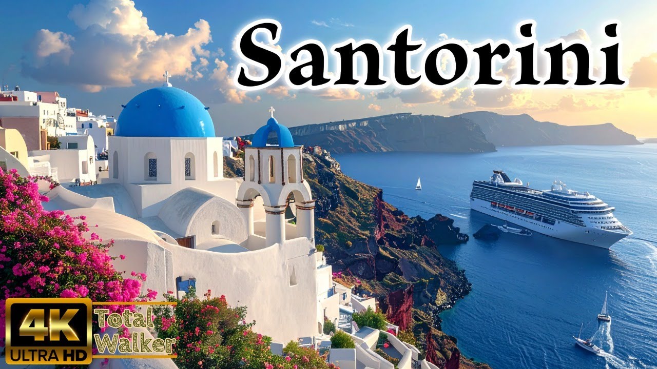 Fira to Firostefani 4K Santorini Morning Walk Through Narrow Streets & Caldera Views