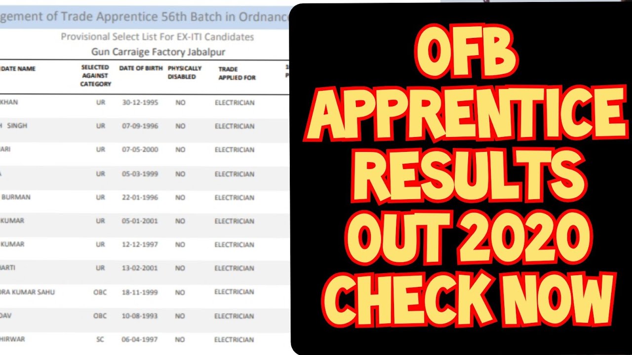OFB APPRENTICE RESULTS OUT 2020 YouTube