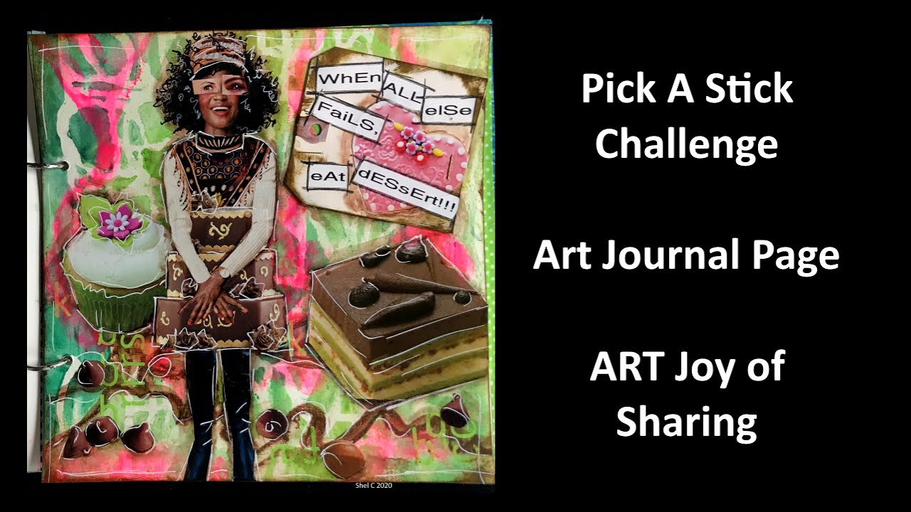Mixed Media Art Journal Page - Pick A Stick Challenge July 2020