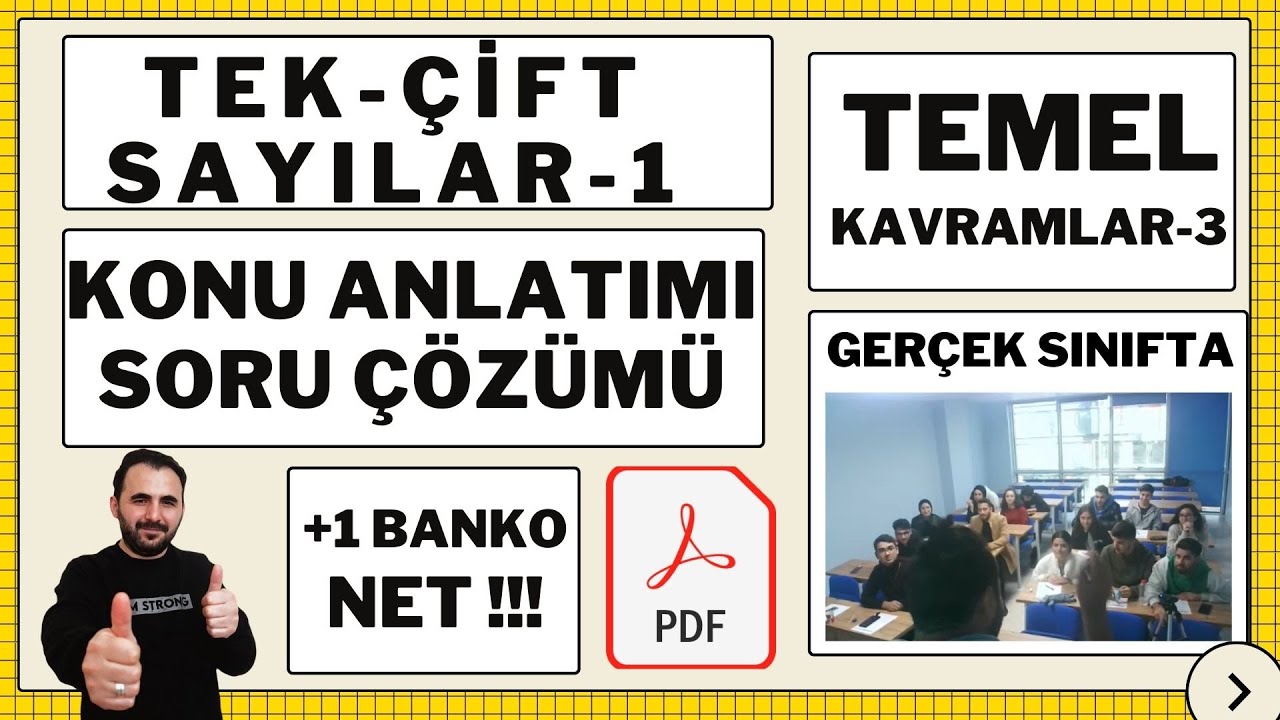 TEK ÇİFT SAYILAR Konu Anlatımı Ders-1 |Temel Kavramlar 3| +PDF | Yektuğ Mat #YKS #KPSS #DGS #ALES
