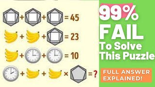 Rozwiązano zagadkę matematyczną Viral! Z odpowiedzią! Sześciokąt 🔲 Banan 🍌 Zegar 🕒 [Dla geniuszy] screenshot 1