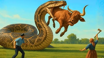 Brave Heroes Rescue Scared Cows From Giant Python Ambush At Rural Farm 🐍🐂