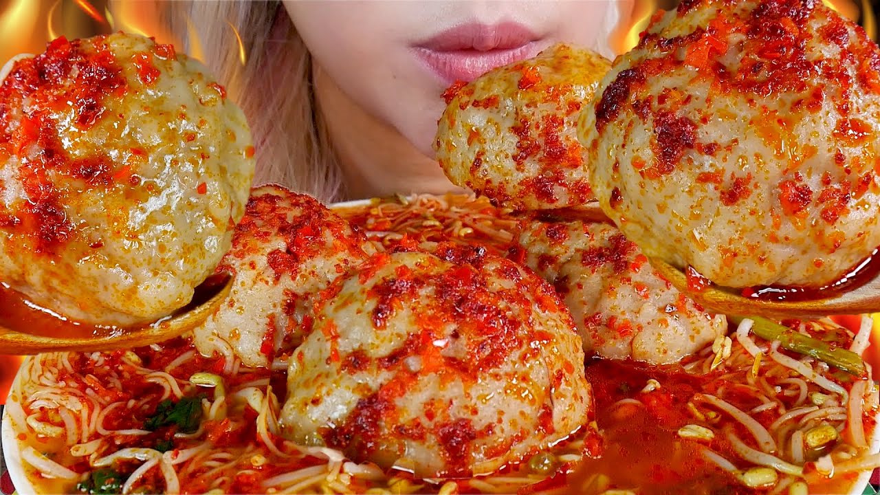 ASMR 🔥😋BIHUN BAKSO BOLA TENIS PEDAS💥 SPICY TENNIS BALL MEATBALL WITH RICE NOODLE