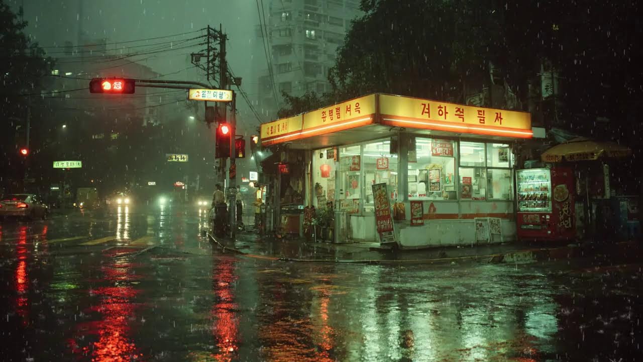 Kyoto Night Café Ambience ☕ Light Rain & Lofi for Study Mode