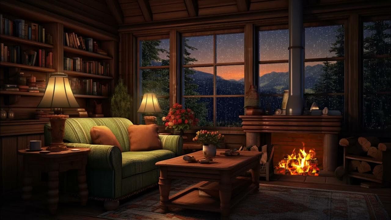 Rain With Fireplace Sounds | Satisfying Sounds | Cracking Fire Sound