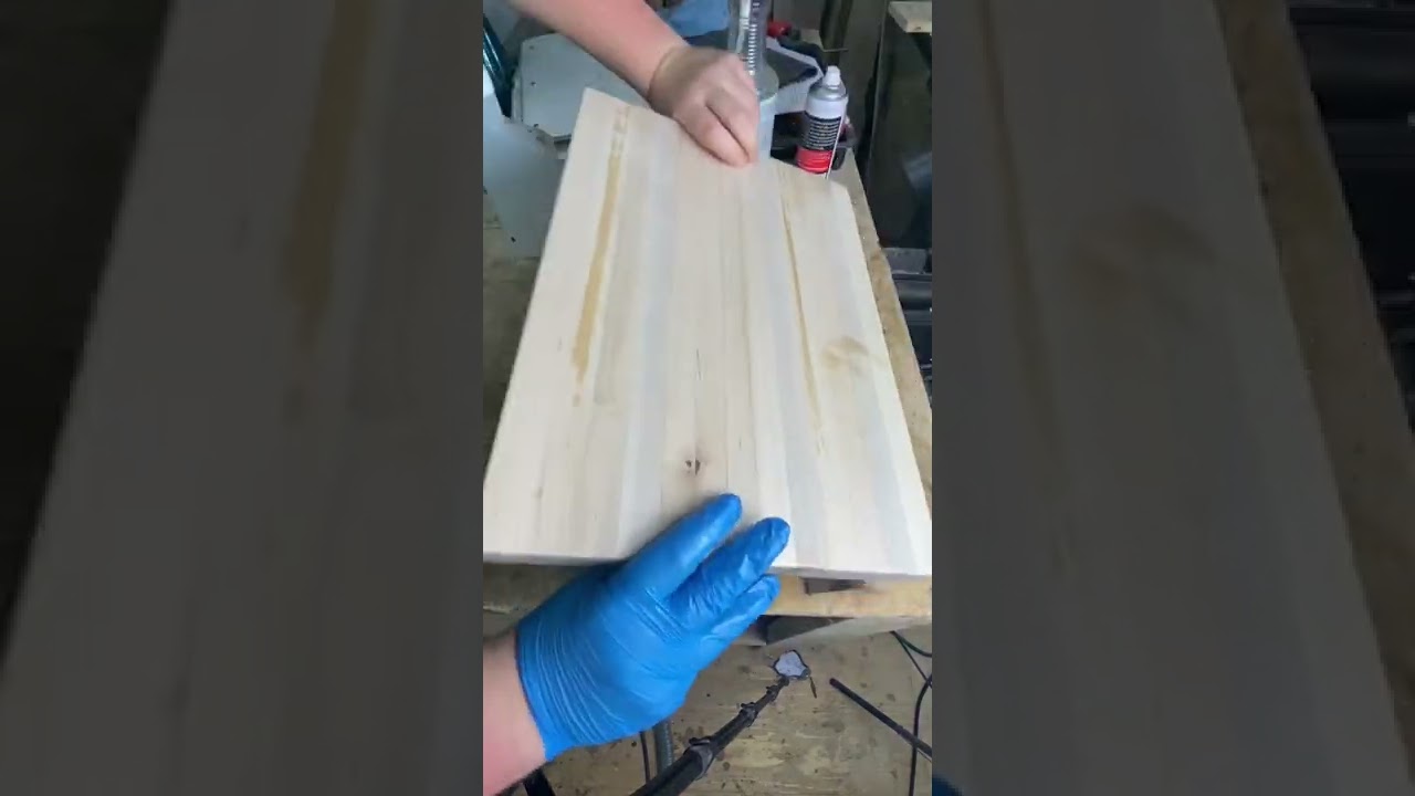 Custom cutting board getting oiled. 
