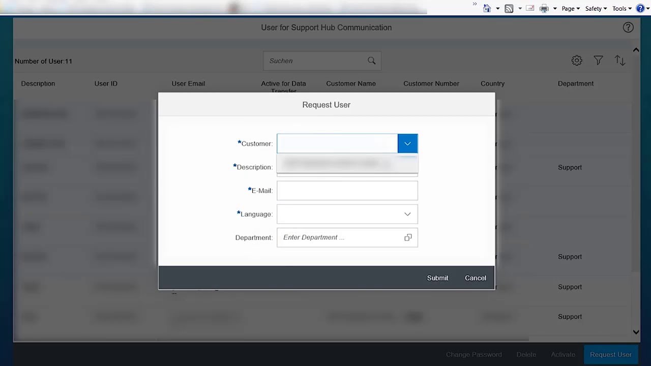 Creation and activation of users for the Support Hub Communication ...