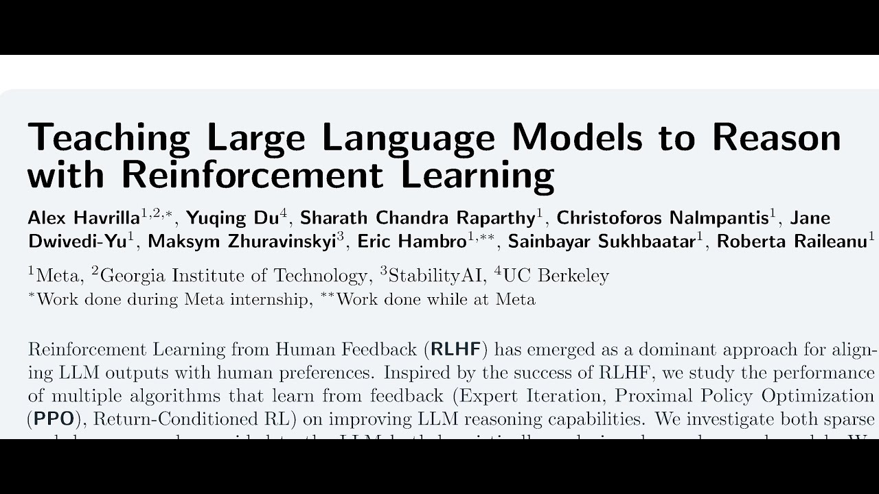 [short] Teaching Large Language Models to Reason with Reinforcement ...