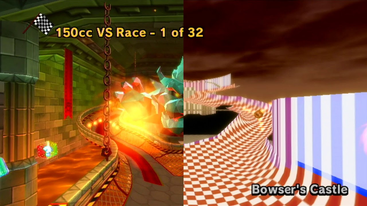 course0 opening camera comparison - KevinVG207 comparison of the opening on the beta course, course.0 in Mario Kart Wii/MKWii. Course.0 is a beta form of Bowser's Castle, seen youtu.be/ku9774fBXaM