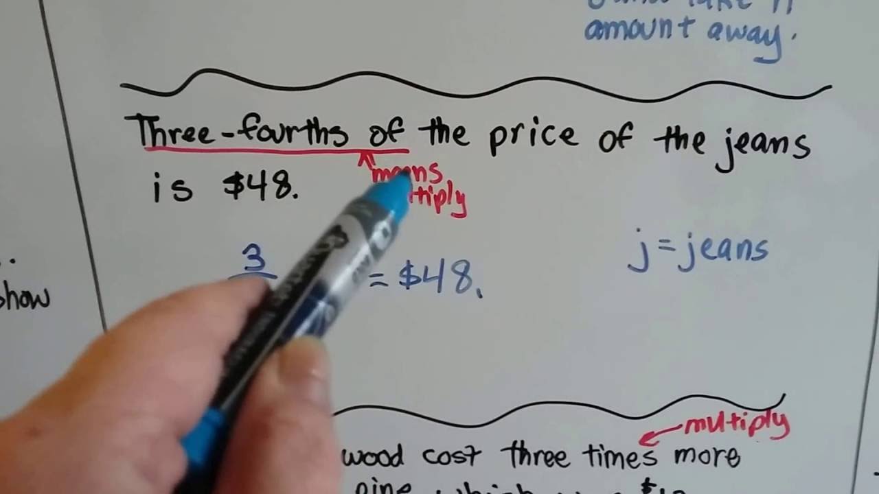 Grade 6 Math #10.1, Make equations from word problems - equations vs