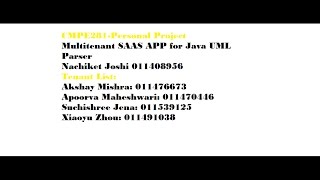CMPE 281 Nachiket Joshi - Personal Project - Multi-Tenant - 2017