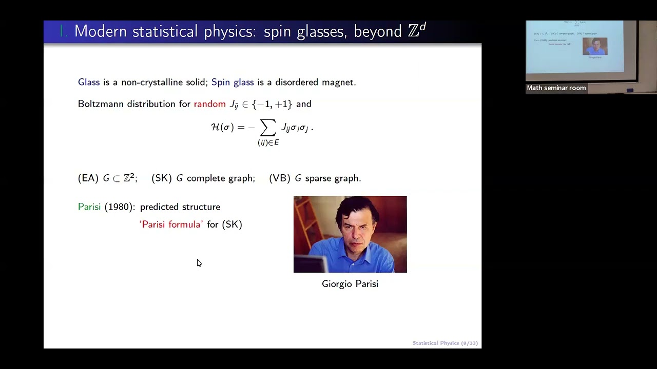 Random graphs, statistical physics and complexity, Amir Dembo (Stanford ...
