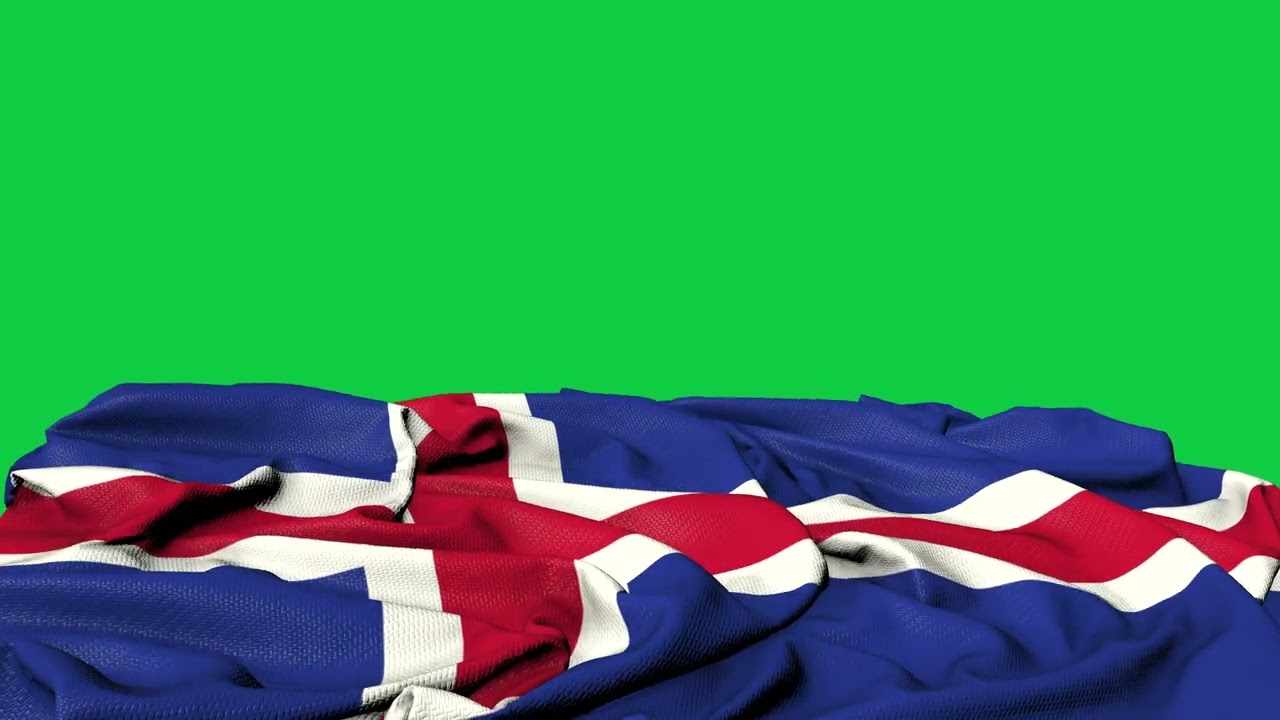 🚩Iceland Flag Laying Flat | GREEN SCREEN & CHROMA MATTE🚩