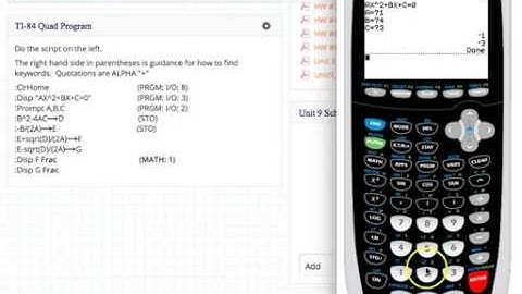 Programming Quadratic Formula TI-84