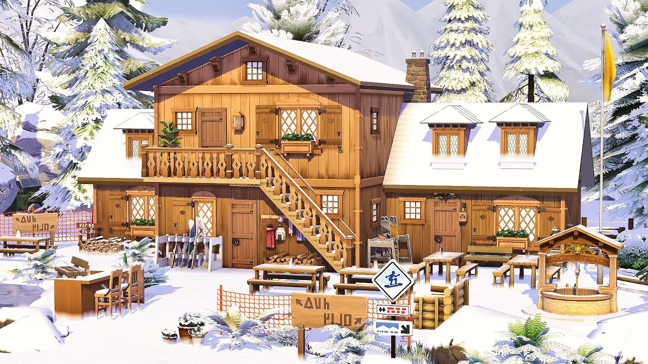 The Sims 4 ️ Snowy Winter Lodge ️ (No CC) YouTube