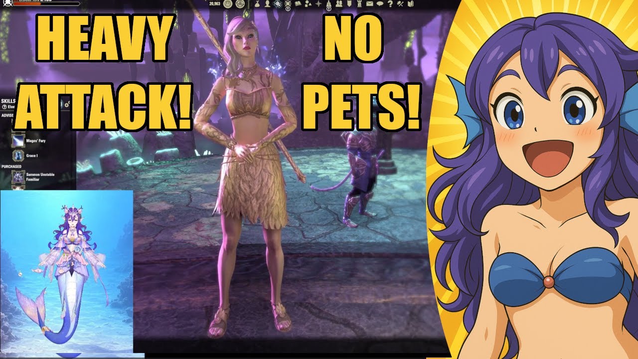 Easy One Bar Heavy Attack No Pet Sorcerer Subclass Solo DPS build! Casual Play, No Skill All Chill!