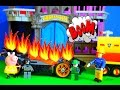 Fireman Sam Episode Saves Lego Batman's Batcar Peppa Pig Gotham City WOW