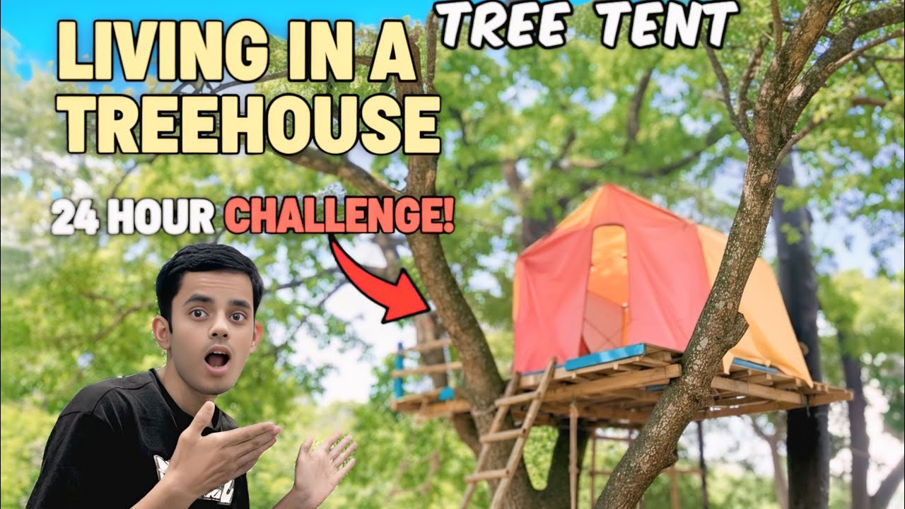 Living 24 Hours in Tree House Challenge😀 