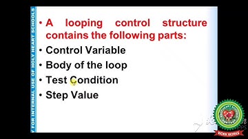 Decision control structure for loop|Class 8 |Computer |Holy Heart Schools