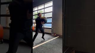 Lateral Step to Pause To Med Ball Throw