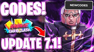 🎈*UPD 7.1* ROBLOX ANIME CARD CLASH CODES! BRAND NEW JOJO PT.2 UPDATE 7.1 CODES FOR ANIME CARD CLASH