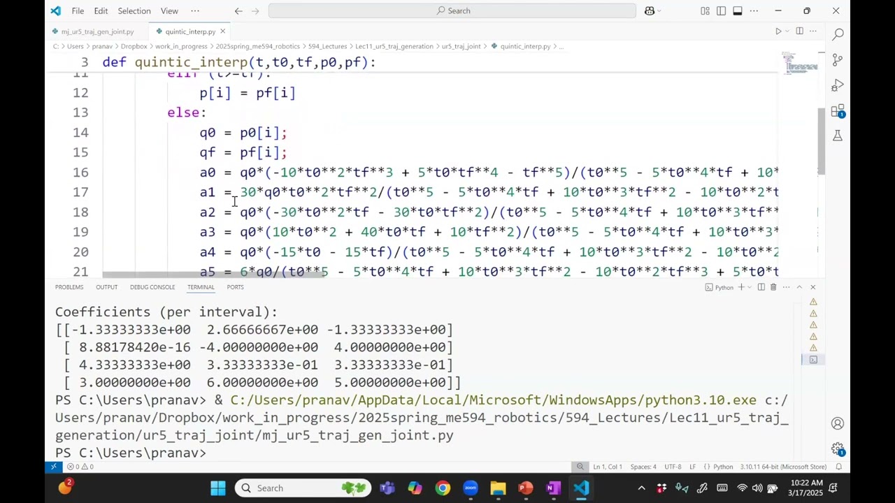 MuJoCoPy326: Trajectory Generation in Joint Space for UR5 manipulator