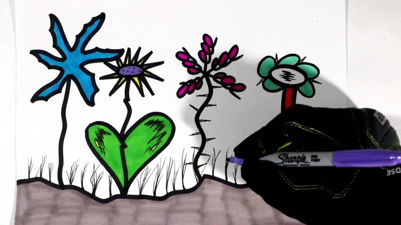 Sharpie Drawing "Abstract Flowers" Chad Ink Art