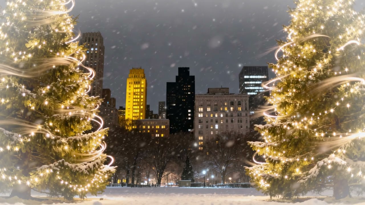 Warm Christmas Eve 🎅🎄| Festive Relaxing music & Glowing Tree Ambience in Stunning | 4K Ultra HD