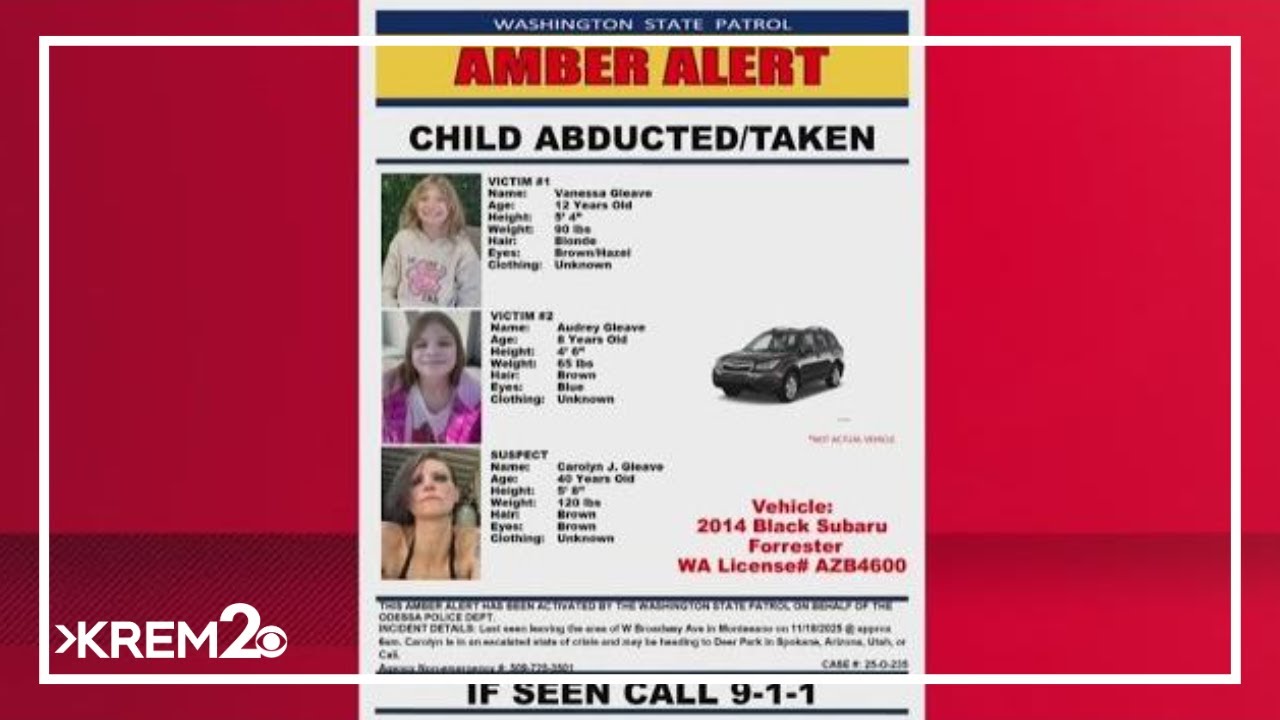 Amber Alert issued for two girls believed to be abducted, last seen near Montesano