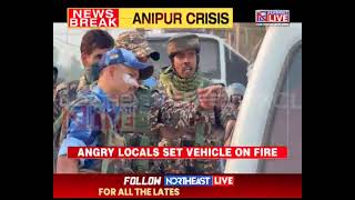 Tension Escalates In Manipurs Bishnupur, 20 Injured After Mob Sets Vehicle On Fire