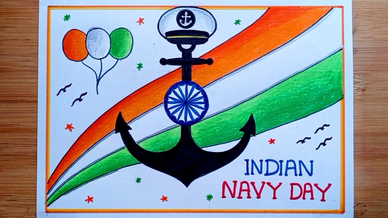 Как нарисовать простой плакат ко Дню ВМС/Как нарисовать простой плакат ко Дню ВМС Индии