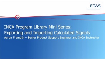 INCA Program Library: Exporting and Importing Calculated Signals