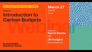Municipal Toolkit Webinar: Introduction to Carbon Budgets