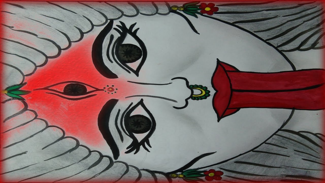 how to draw kali mata easily kali mata drawing kali mata ki drawing