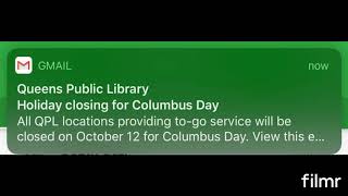Queens Public Library closed for Columbus Day 2020