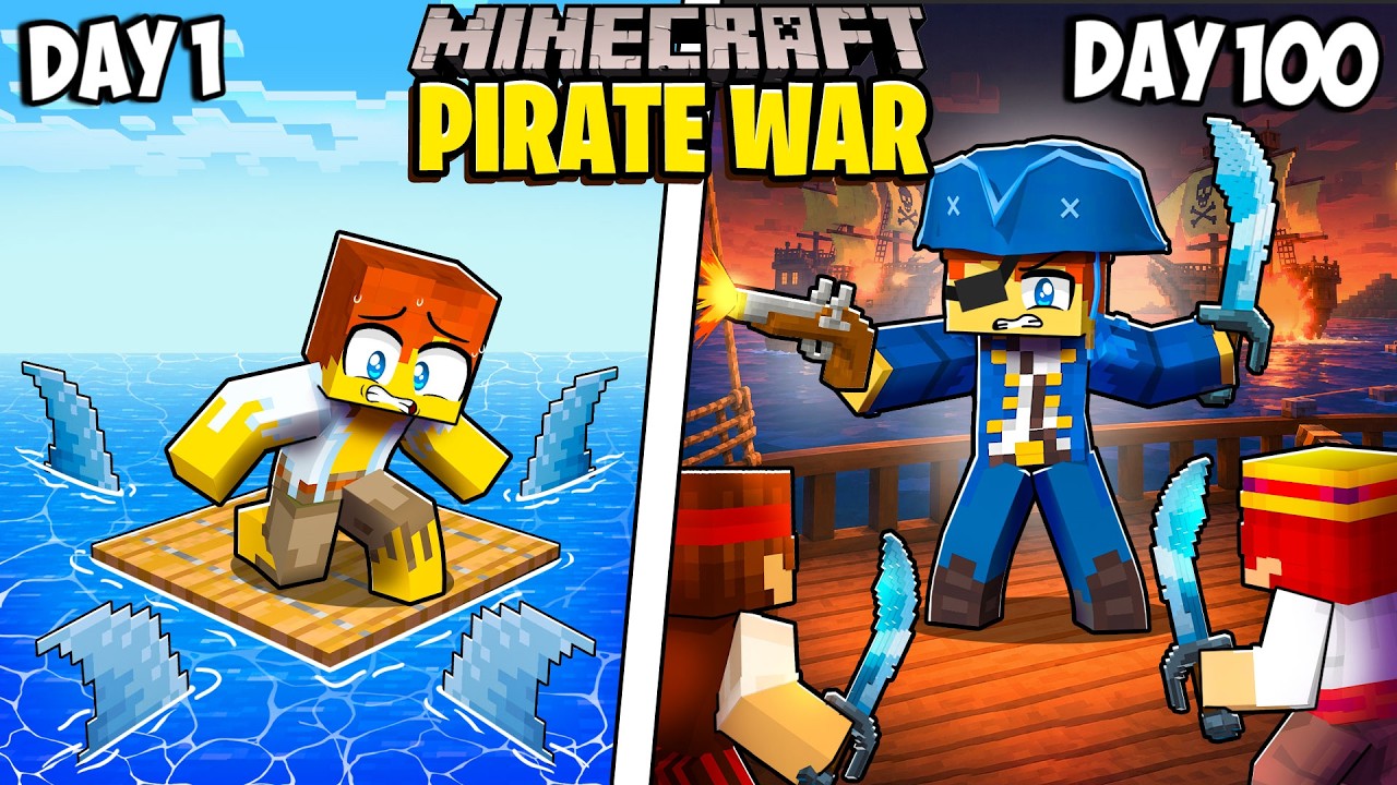 I Survived 100 Days in a PIRATE WAR in Minecraft!