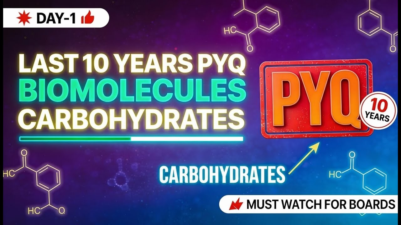 LAST 10 YEARS PYQ – Biomolecules (Carbohydrates) | CBSE Class 12 Chemistry| Day-1