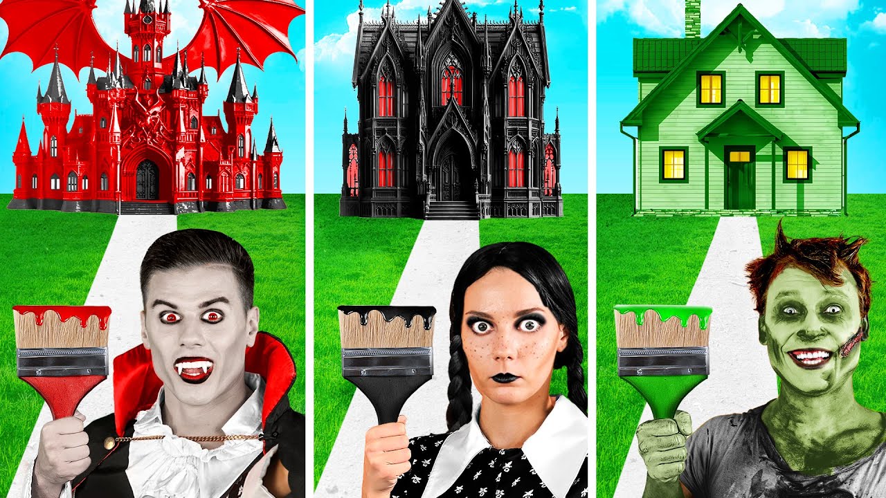 One Colored House Challenge | Wednesday vs Vampire vs Zombie by KiKi ...