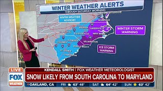 Snow Likely From South Carolina To Maryland As Winter Storm Overspreads