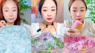 Colorful Crystal Ice and Pink Dessert Texture Tasting Mix