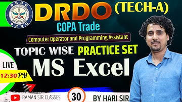 30 | MS Excel  Computer Class | DRDO (TECH-A) COPA Trade TIER-1 | BY HARI SIR #drdo
