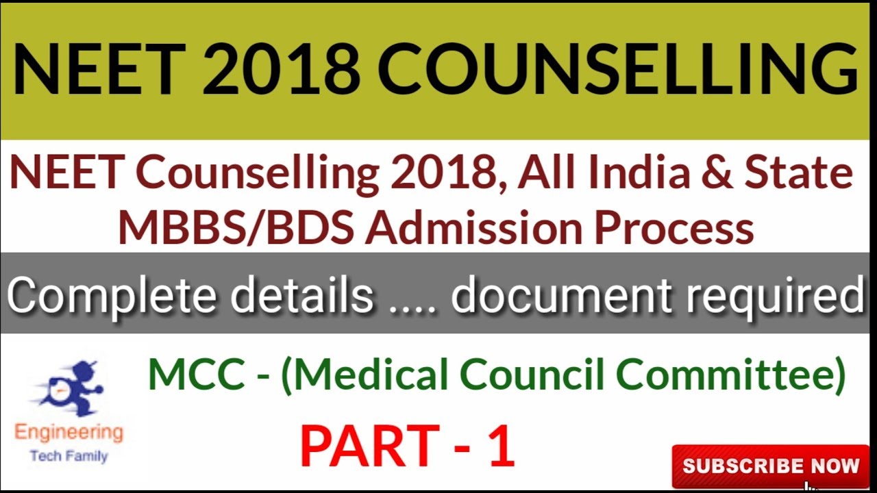 #1 NEET Counselling 2018, All India & State MBBS/BDS Admission Process | Document required
